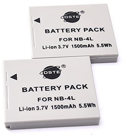 DSTE 2-Pack NB-4L Ersatz Batterie Akku Kompatibel mit Canon PowerShot SD200 SD300 SD400 SD430 SD450 SD600 SD750 SD1000