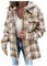 Jacke Kariert Damen - Fleece Hemdjacke Female Jacke Karo Lange Ärmel Herbst Winter Übergangsjacke Mit Taschen Knopfleiste Revers Mantel Plüsch Blusenshirt Oversize Outwear