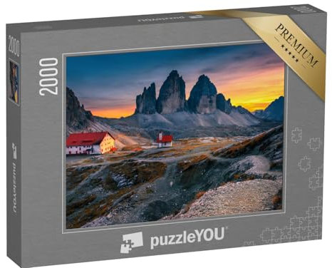 puzzleYOU: Puzzle 2000 Teile „DREI Zinnen mit Rifugio Locatelli-Hütte, Dolomiten, Italien“ – aus der Puzzle-Kollektion Dolomiten