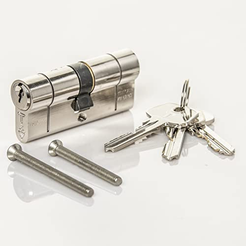 High Security TS007 1 Star Euro Cylinder Lock, British Standard, Insurance Approved Barrel Lock and Key Sets. Supplied with 3 Keys. UPVC Door Locks. (35mm x 55mm (90mm Total)), Chrome