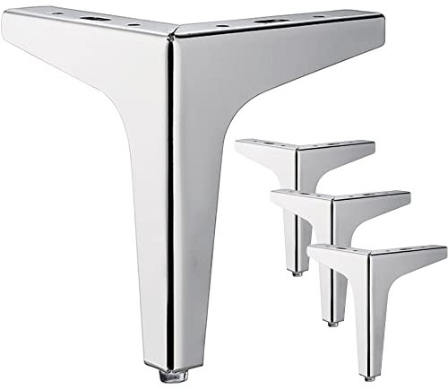LONGZG Lot de 4 pieds de meubles triangulaires en métal argenté de 17 cm, adaptés pour armoire, canapé, table basse, meuble TV et autres pieds de meubles.