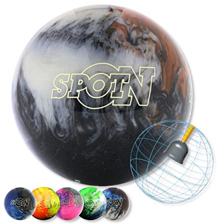 EMAX | Bowling Ball – Storm Spot On | Räumball in außergewöhnlicher Optik | Perfekt für jeden Spare | Bowling Kugel in verschiedenen Gewichten und Farben | Schwarz/Silber/Karamel | 15 LBS