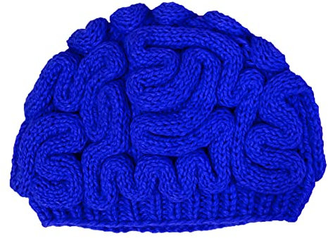 BIBITIME Unisex Handgefertigte Strickmütze Gehirn Beanie Mütze Halloween Hut, Königsblau, Einheitsgröße