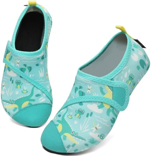 SAGUARO Escarpines Niño Niña Zapatos de Agua Cómodos Antideslizante Calcetines para Piscina Playa Zapatillas Natacion para Río Mar, Touch X, Verde, 32/33 EU
