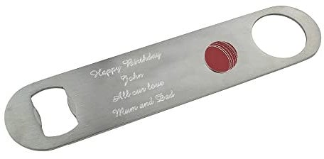 Cricket Ball Design Personalised Stainless Steel Engraved Bottle Opener