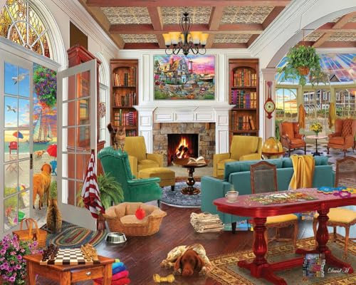 White Mountain Seaside Dreams 1000 Piece Jigsaw Puzzle Summer Beach House Puzzles for Adults and Family