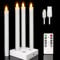 Punasi Echtwachs Wiederaufladbare LED Stabkerzen mit Fernbedienung Timer und Ladestation, 4er Elektrische LED Kerzen Aufladbar Flackernde Flamme für Zimmer Wohnzimmer Halloween Weihnachten Deko