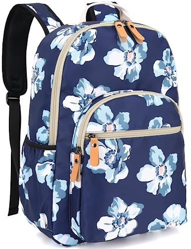 Leaper Water-resistant Floral School Backpack Women Travel Daypack Floral Blue