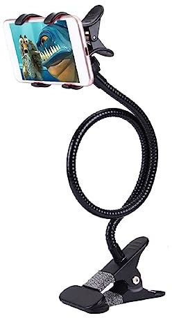 DFV mobile - Flexibler Metallhalter mit Langem Arm und Fauler Halterung mit Klammer und Schreibtischclip. Desktop, Bettkopfteil, Auto, Sofa für ROYOLE FLEXPAI 2 (2020) - Schwarz