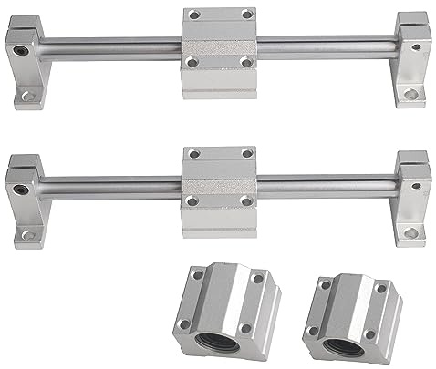 euroharry 12mm 100-600mm einsatzgehärteter plattierter Stahl für | Linearbewegungsstangen Wellenführungen (Linearwelle +Halterung +Kugellager, 100mm)