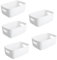 Pack of 5 Storage Baskets with Handle – Rectangular Home & Kitchen Organiser Strong Plastic Cupboard Storage Boxes 3 sizes (Large (30 x 20.5 x12.5 cm), 5 Pcs White)