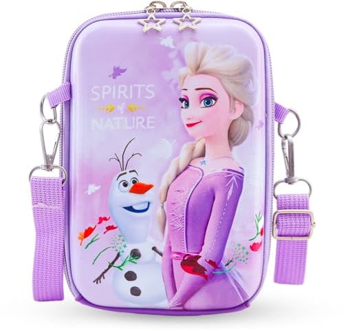 Heartsking Purple Kinderhandtasche, Elsa Tasche Frozen Schultertasche Umhängetasche Mädchen Eiskönigin Geschenke Girl Prinzessin Schulrucksack mit Verstellbarem Gurt für Mädchendekoration