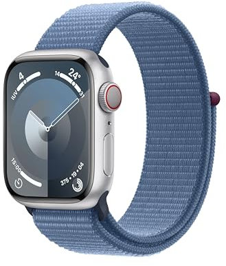 Apple Watch Series 9 [GPS + Cellular] Smartwatch con Caja de Aluminio en Plata de 41 mm y Correa Loop Deportiva Azul Invierno. Monitor de entreno, App Oxígeno en Sangre, Neutro en Carbono