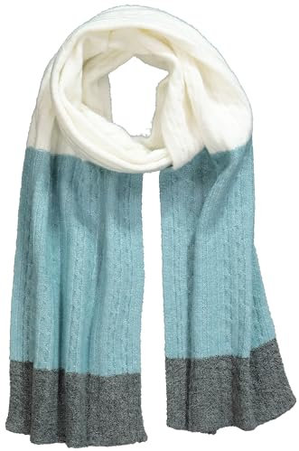 Ulla Popken Damen große Größen Übergrößen Plus Size Strickschal, dreifarbig, Zopfmuster helles türkis 1Size 824956730-1