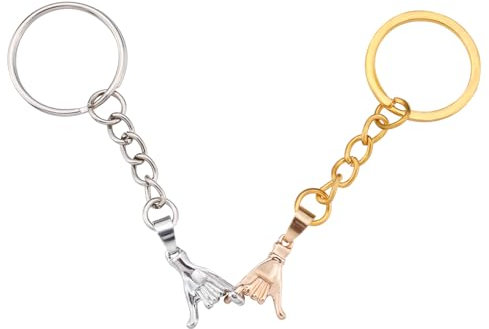 PEUTIER Pinky Promise Schlüsselanhänger für Paare, Lustiger Valentinstag Jahrestagsgeschenke für Sie Ihn Passende Schlüsselanhänger Geschenk für Freund Freundin Beste Freundin (Silber, Gold)