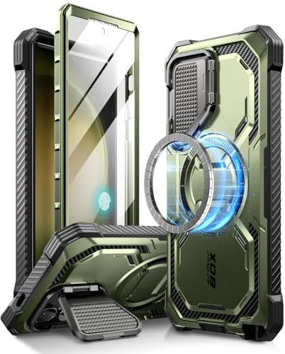 i-Blason Armorbox für Samsung Galaxy S24 Ultra Hülle MagSafe mit Kamera-Abdeckung Ständer [Unterstützt kabelloses Ladegerät] 360 Full Body Case mit Displayschutzfolie & Kickstand Handyhülle für S24