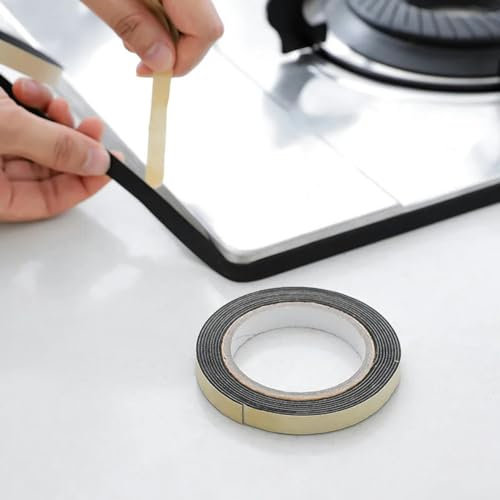 YOLNEY 3 rouleaux (6 mètres) de ruban d'étanchéité pour plaque de cuisson, joint de porte et fenêtre, ruban d'étanchéité noir étanche, accessoires de cuisine, par défaut
