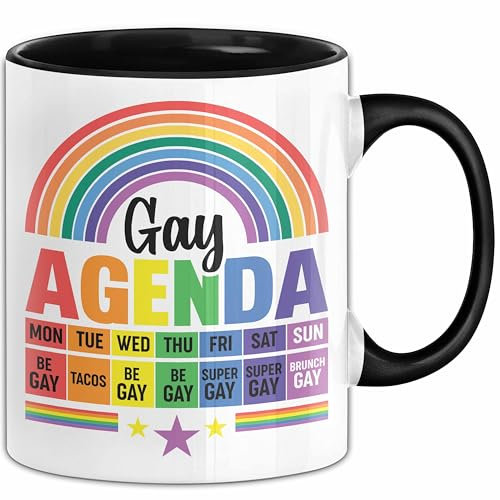 LGBTQ Tasse Geschenk Lesben Schuwle Geschenkidee Gay Pride Gay Agenda Kaffee-Becher (Schwarz)