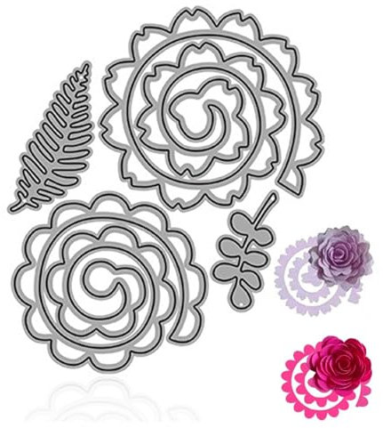 Stanzschablonen Blumen, 4 Stück Metall Prägeschablone Dreidimensionale 3D Stanzformen Prägeschablonen für Stanzmaschine für DIY Dekor Scrapbooking Papierhandwerk Fotopapier