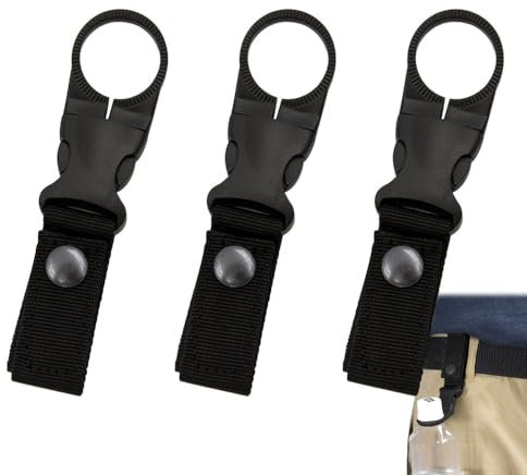 sjjjs Flaschenhalter, Gürtelschnalle, Flaschenhalter, Haken, Clip, Gürtel, Karabiner, taktisch, für Camping, Wandern, Outdoor (schwarz)