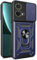 ILING Cover per Motorola Moto G85 5G, Texture Opaca Metallica Ultra Sottile Antiurto PC Rigido Silicone Custodia con Anello Supporto e Scorrevole Protezione Fotocamera (Blu)