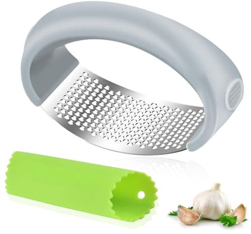 Presse Ail Inox, Ecrase Ail Manuel à Bascule, Garlic Press Rocker Crusher, Stainless Steel, Gris