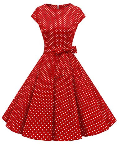 Aupuls Party Dresses for Women 1940s Dresses for Women Crew Neck Red Party Dress Mini Dresses for Women UK Party Dresses for Women Evening AUPUK1956LD Red White Dot A S