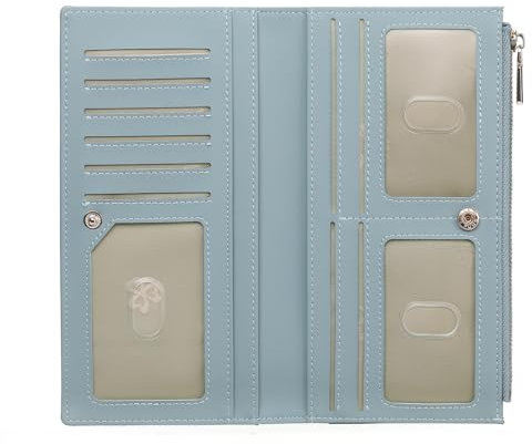 GOIACII Geldbörse Damen Groß RFID Schutz Slim Portemonnaie für Frauen Langformat mit 11 Kartenfächer & Fotofenster