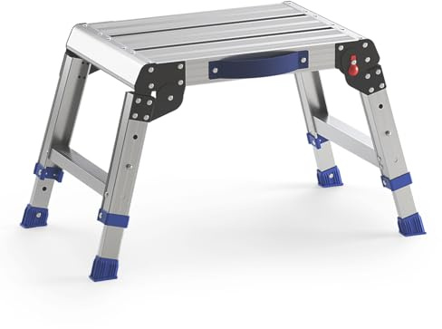 Loyoda Klappbarer Tritthocker für Erwachsene, Aluminium-Arbeitsplattform, höhenverstellbar, leicht und langlebig, tragbarer Outdoor-Tritthocker aus Aluminium, faltbar, maximale Tragfähigkeit von 200