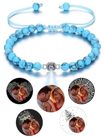 Jovivi Personalisiertes Armband mit Foto Bild Projektion Armband 100 Sprachen Ich liebe dich Armbänder Fotoarmband für Herren Damen Freundschaftsarmbänder Personalisierte Geschenke