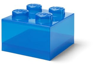 Room Copenhagen LEGO Aufbewahrungsstein 4 Noppen Transparent Blau – Stapelbare Kunststoff-Aufbewahrungsbox mit Deckel für Kinder und Erwachsene, Schreibtisch-Organizer und Spielzeugbox
