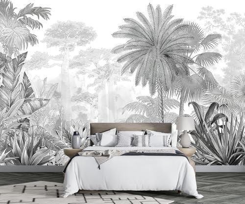 songqians Papier Peint Panoramique Forêt Jungle noir et blanc Papier Peint 3D Tapisserie Murale Décoration Chambre Salon -N004-350cmx250cm