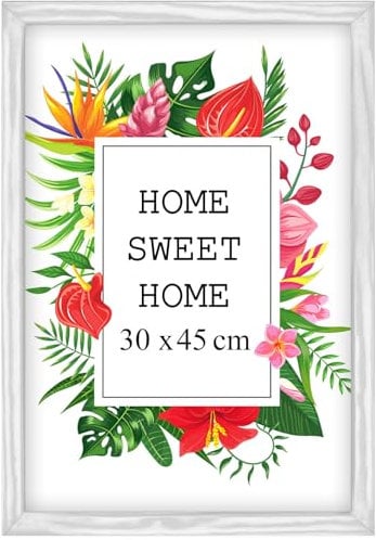 MG Design Weiß Bilderrahmen 30 x 45 cm – Aus echtem Holz mit Acrylglas, zum Aufhängen & Aufstellen, für Fotos, Poster & Puzzle