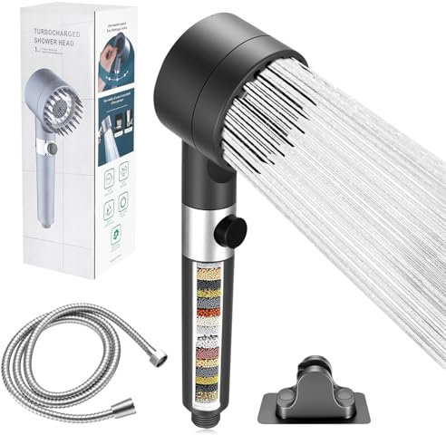 Soffione Doccia Anticalcare, Soffione Doccia con Filtro ad Alta Pressione 3 Tipi di Getto, Doccino per Doccias, con Tubo & Filtrazione, Può Rimuovere Sostanze dall'Acqua