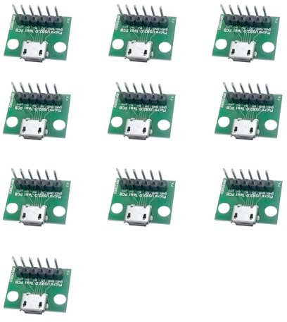WLGQ Carte de Test Micro USB 2.0, PCB Breakout Board, Interface 6 Broches, Lot de 10