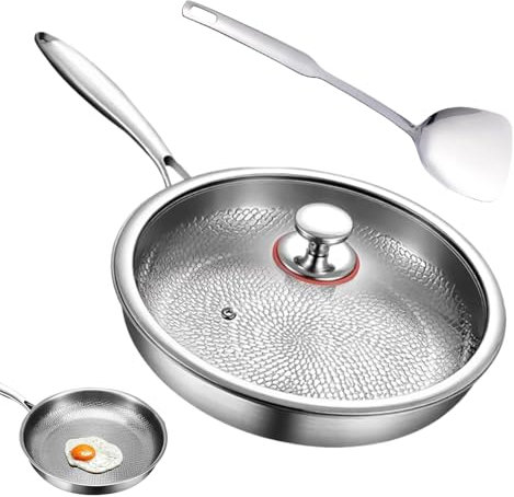 Generisch Pfannen Und Bratpfannen - Titanium Steel Antihaftpfanne Mit Deckel Und Pfannenwender - Schmorpfanne Für Restaurant Pfannkuchen Braten Schmoren Camping