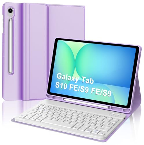 Custodia Tastiera per Samsung Tab S10 FE 10.9 2025/S9 FE 10.9 2023 | Italiana QWERTY Tastiera Bluetooth con Portapenne per Galaxy Tab S9 FE/S10 FE 10.9/S9 11, Viola chiaro