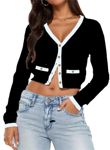LACOZY Women's Long Sleeve Cardigans Open Front Knit Lightweight Sweaters | Women's Cropped Cardigan Sweaters, Lightweight, Button Down, Fall, Bolero Shrug for Women, Open Front Knit, V Neck Sweater