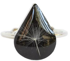 Generisch Löwenzahn Ring Schwarz Handgefertigter Harz Schmuck Für Frauen