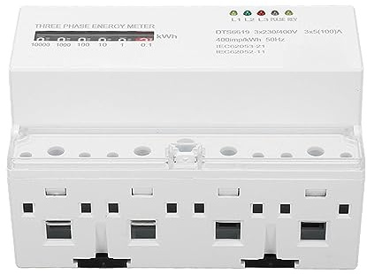 Jeffergarden 35 Mm DIN-Schienen-Stromzähler, 3 Phasen, 4 Drähte, 230/400 V Energiezähler mit 5–100 A Kapazität Zur Messung des Stromverbrauchs, Geringe Fehler, Einfach zu Bedienen, Zwei Arten von