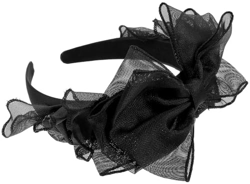 CRAFTHROU Schwarzes Haarband mit Schleife aus Spitze Komfortabler und Haarschonender Kopfschmuck im Retro Stil für Festival und Cosplay