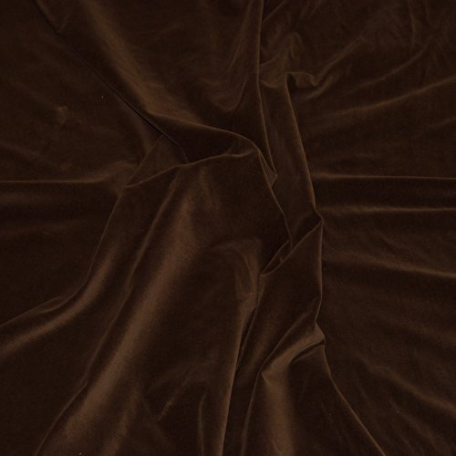 EU Fabrics Premium 100% Cotton Velvet Fabric | Soft Plain Upholstery Material | Ideal for Costumes, Dressmaking, Home Decor, Curtains & Crafts | Sold by The Meter (Brown - 1 Meter)