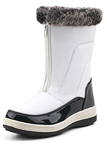Shenji Stivali Donna Invernali - Metà Polpaccio Stivali da Neve Foderati di Pelliccia con Cerniera H7628 Bianco 39