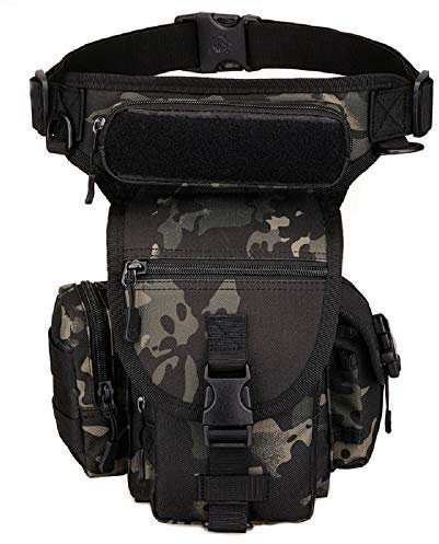 Taktische Beintasche Sport Militarische Hufttasche wasserdichte Gurteltasche MOLLE Tropfen Beinbeutel fur Radfahren Wandern Klettern (Nacht Tarnung)