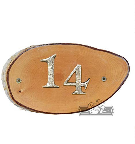 Black Country Metal Works Natural Hard Wood Rustic House Number Signs - Number 14