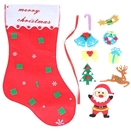 Molinter Weihnachtsstrumpf Nikolausstiefel Kinder DIY Spielzeug Süßigkeitensack Beutel zum Befüllen Weihnachtsstiefel für Kamin Nikolausstrumpf (Weihnachtsmann)