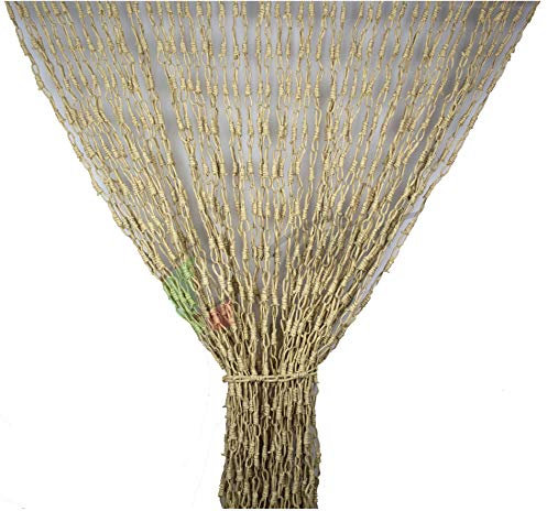 Tenda Antimosche con Catenelle Intrecciate in Fibra Naturale per Porta Finestra Moschiera a Pannello Misura 120 x 220 cm Colore Panna