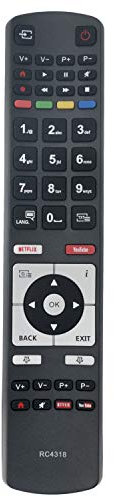 ALLIMITY RC4318 30100823 Remplacement de la télécommande pour Vestel Finlux Edenwood TV with Netflix Youtube C40U446A D43U297N4CWH D49U700M4CWH XU43E512 FIN32FTV660BK 32FTV660BK ED4903UHD ED5503UHD