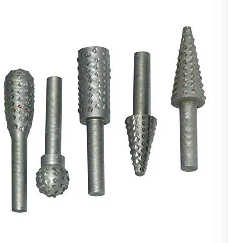 5pc Rotary Burr Set Wood Carving File Rasp Power Drill Bits Large Cone Ball Oval