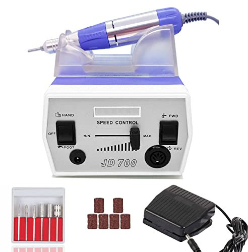 Véfaîî® JD700 Nagelfräser Elektrische 30000 U/min Professionelle Nagelfeile Maniküre Pediküre Set Gelnägel Nagelpflege Fräser Set für Nagelstudio Zuhause mit Fußpedal und 6 Bits, 35W